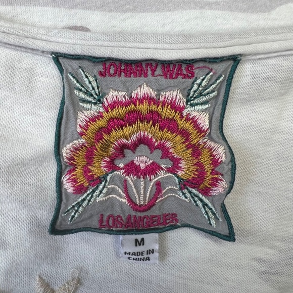 JWLA By Johnny Was Women's Adara Raw Edge Embroidered Tee Blouse - M - Picture 3 of 3